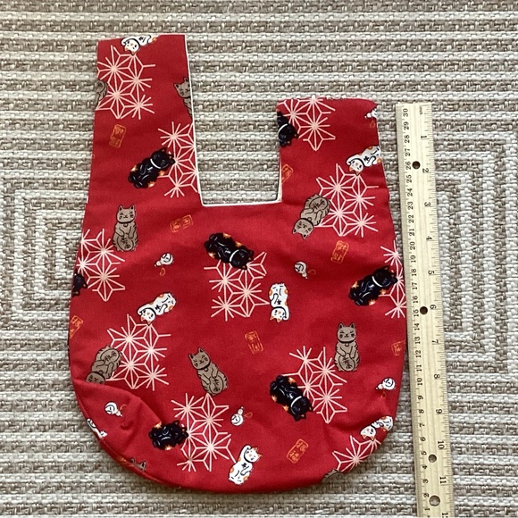 ALL NEW Japanese maneki neko textile wrist bag - Picture 12 of 14